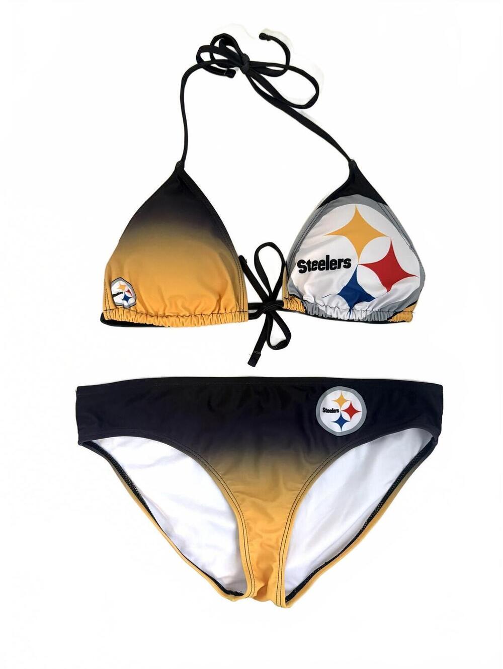 NFL | Pittsburg Steelers Black Yellow String Bikini Halter Tie Size L